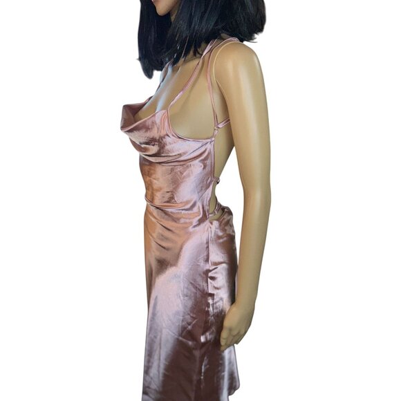 Sweetest Pink Sleeveless Lace Up Satin Dress Size XS - Picture 6 of 10